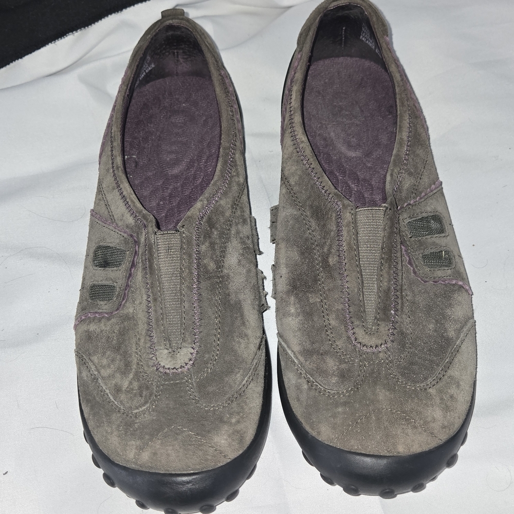 Clarks Privo Leather Slip-On Shoes Women 8.5 Comfort Walking Casual Flats Taupe
